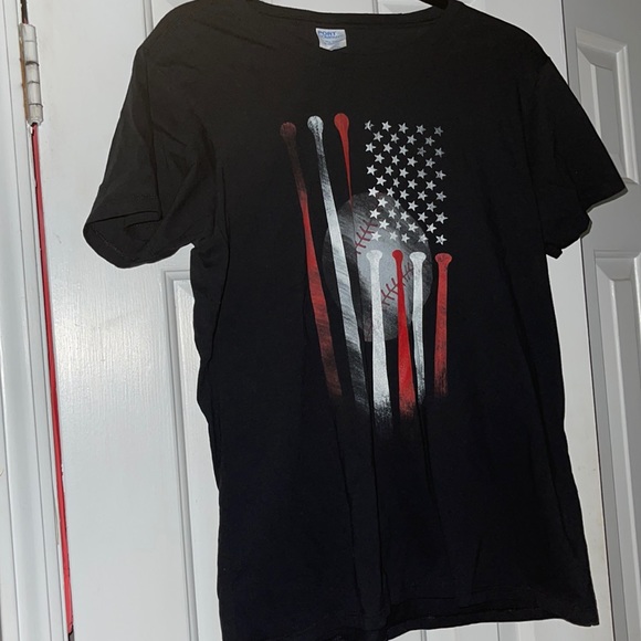 Woman’s Xlg American flag baseball short sleeve t- shirt Navy, Red, white - Picture 1 of 2